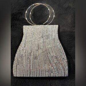 Silver Tone Rhinestone Evening Bag